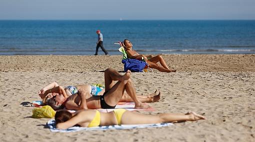 Imagen tomada este martes en la playa de las Arenas de Valencia