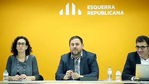 Oriol Junqueras, durante la rueda de prensa d ERC