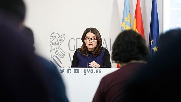 Mónica Oltra, en la rueda de prensa del Consell