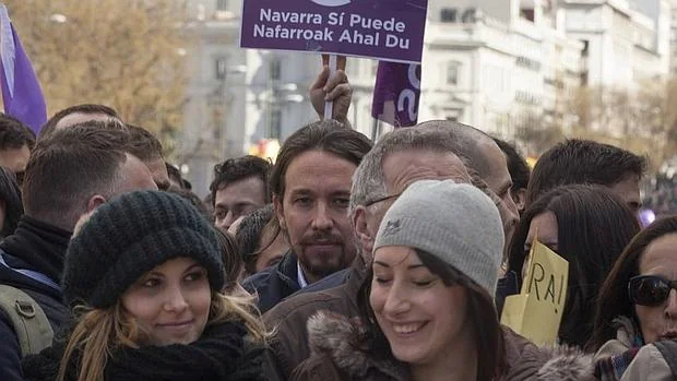 Pablo Iglesias, en la manifestación que convocó a principios de año en la Puerta del Sol