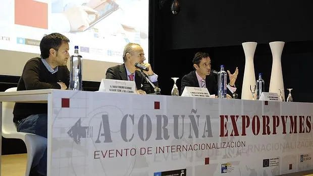 Xulio Ferreiro, Marcelo Castro-Rial y Javier Aguilera, en la inauguración de Exporpymes
