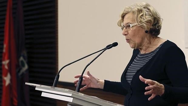 La alcaldesa de Madrid, Manuela Carmena, durante un acto en el Ayuntamiento de Madrid