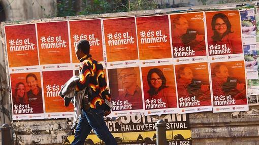 Imagen de los carteles de Compromís con Baldoví y Oltra