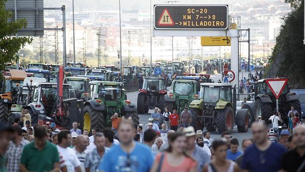 Santiago, colapsada por los tractores en la movilización del pasado septiembre