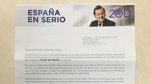 Imagen de la carta remitida por el PP