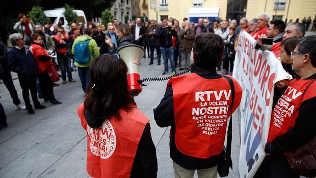 Imagen de una protesta de extrabajadores de RTVV