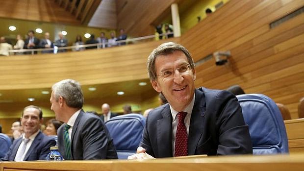 El presidente de la Xunta, Alberto Núñez Feijóo, en la última sesión plenaria del Parlamento de Galicia.