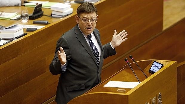 Ximo Puig, durante una intervención en las Cortes