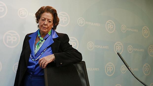 Imagen de Rita Barberá tomada ayer en la sede del PP valenciano