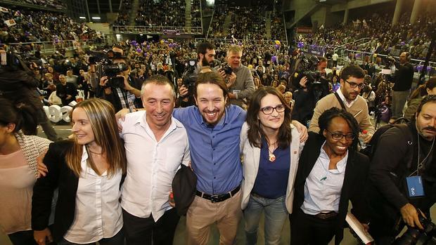 Imagen de Pablo Iglesias en un mitin de Compromís-Podemos en Alicante