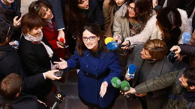Imagen de Mónica Oltra durante una rueda de prensa en Valencia