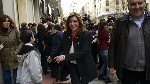 Susana Díaz, a su salida de la sede socialista en la calle Ferraz