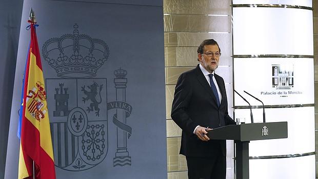 Mariano Rajoy, durante su comparecencia en Moncloa