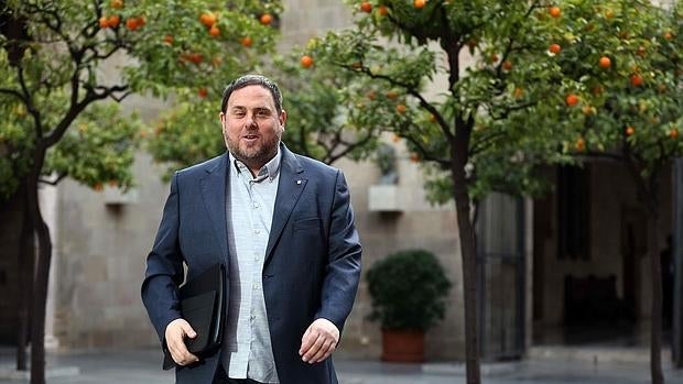 Oriol Junqueras, líder de ERC, este martes en Barcelona