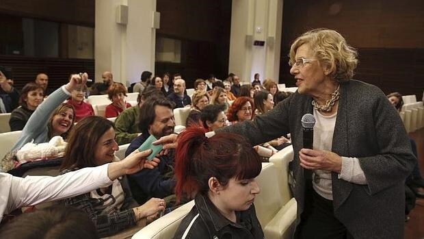 La alcaldesa de Madrid, Manuela Carmena, en un acto en el Ayuntamiento de Madrid