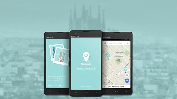 Capturas de pantalla de la app para la búsqueda de los móviles escondidos en Barcelona