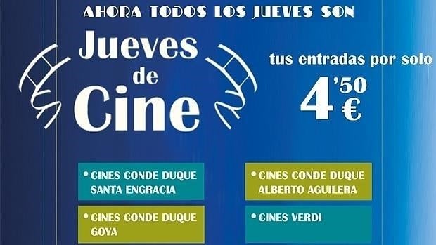 Los Jueves, ofertas de cine por 4,5 euros en Madrid