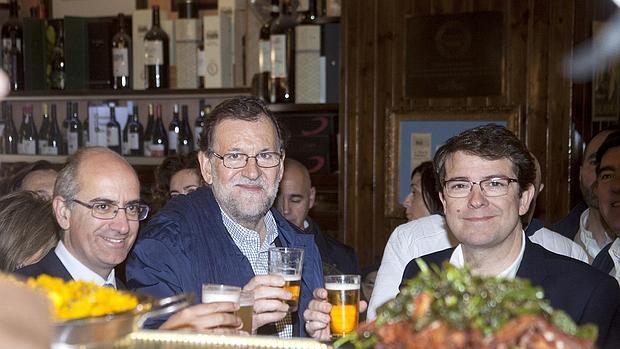 Mariano Rajoy junto a Javier Iglesias y Alfonso Fernández Mañueco en Salamanca