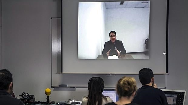 Sala de prensa en el juicio del caso Nóos durante la declaración como testigo, a través de videoconferencia, del exdirector deportivo del equipo ciclista Banesto, José Miguel Echávarri.