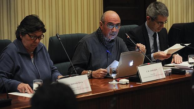 En el centro, el cantautor Lluís Llach, ayer, en la Comisión de Proceso Constituyente del Parlamento Catalán