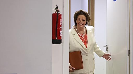 Rita Barberá, durante su última comparecencia pública