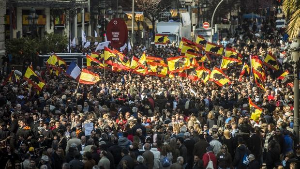 Imagen de la manifestación en defensa de la Tauromaquia celebrada ayer en Valencia