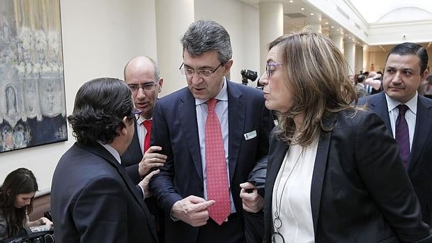 Martínez Majo (centro), durante su visita al Senado