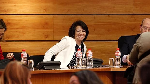 La consejera Reyes Estévez sonríe durante la Comisión