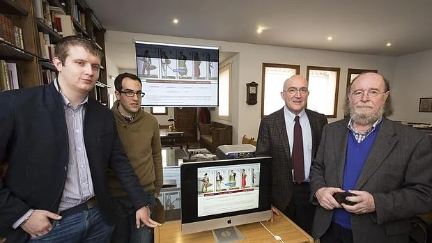 Los responsables del proyecto, junto a Joaquín Díaz y el presidente de la Diputación de Valladolid Jesús Julio Carnero