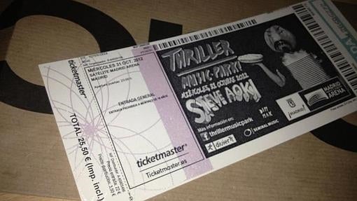 Una de las entradas para la fiesta de Steve Aoki