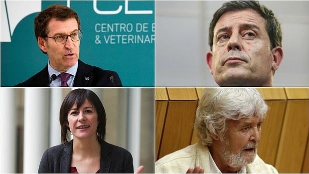 De arriba abajo y de izquierda a derecha: Núñez Feijoo, González Besteiro, Ana Pontón y Xosé Manuel Beiras