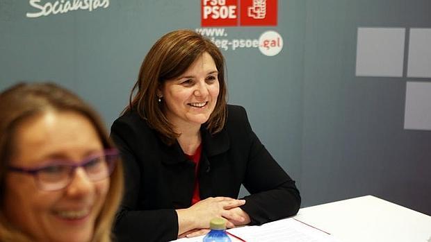 La presidenta de la gestora socialista, Pilar Cancela, durante una reunión en O Pino