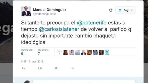 La cuenta de twitter de Manuel Domínguez