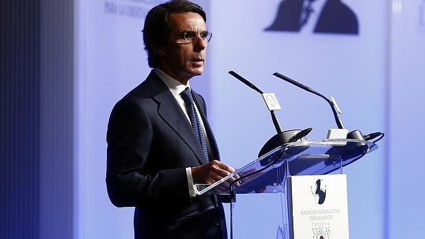 José María Aznar, durante un reciente acto público en Madrid