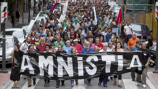 Manifestación a favor de presos de ETA, en Bilbao, en 2015