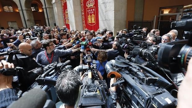 Mariano Rajoy, durante la recepción en la Puerta del Sol