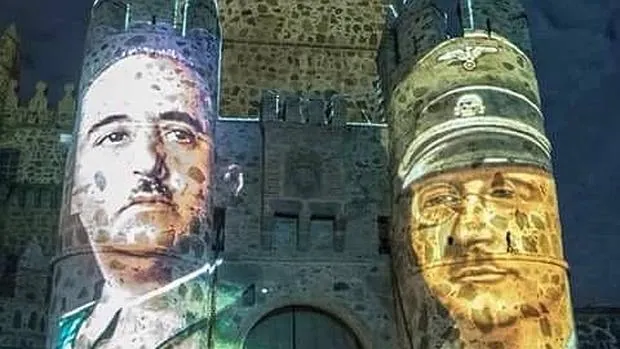 Proyectan las imágenes de Franco, Hitler y del jefe de las SS en un espectáculo en Guadamur