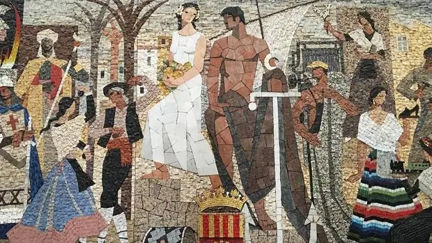Mural obra de Gastón Castelló expuesto en el Palacio Provincial de la Diputación de Alicante.