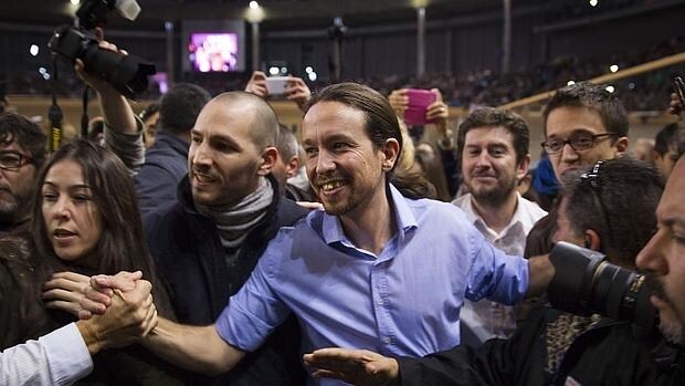 Pablo Iglesias a su llegada a una reunión de campaña en Palma de Mallorca