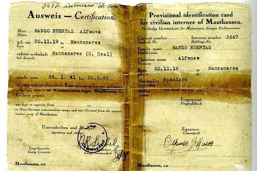 Documento que acredita el paso de Alfonso Maeso por Mauthausen