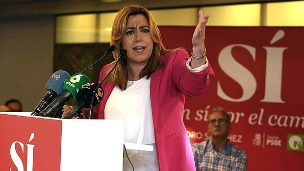 Susana Díaz durante un acto de la precampaña del PSOE