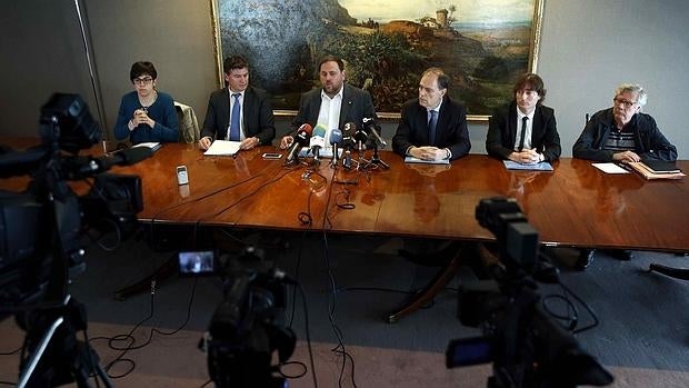 Junqueras, tras presentar el proyecto de presupuestos a patronales y sindicatos