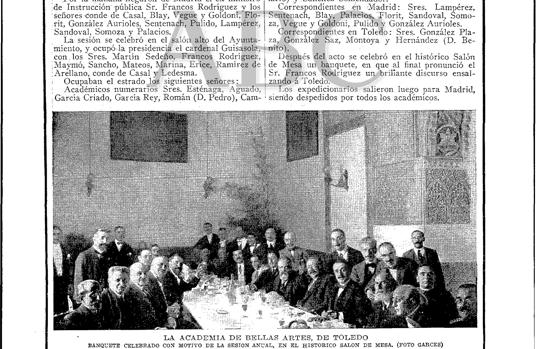 ABC informó en 1917 en sus páginas de un banquete de gala celebrado en la Casa de Mesa