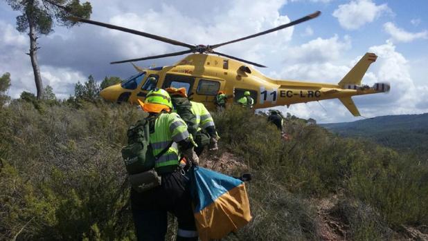 Personal trabajando en la extinción del fuego