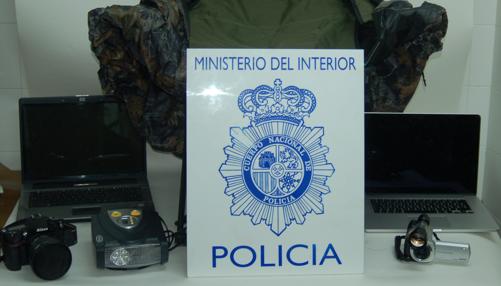 Material utilizado por el detenido