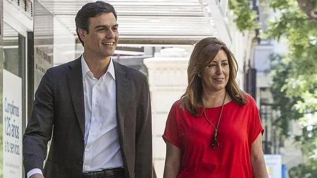 Sánchez y Díaz en julio de 2014, tras ser elegido el primero secretario general del PSOE
