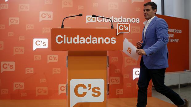 Albert Rivera en la rueda de prensa tras la reunión de la Ejecutiva nacional.