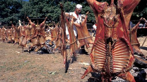 Fiesta del «Carneiro ao Espeto», tradicional fiesta gastronómica de Moraña, Pontevedra