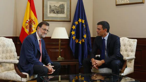 Pedro Sánchez, tras la reunión que ha mantenido con Mariano Rajoy en el Congreso