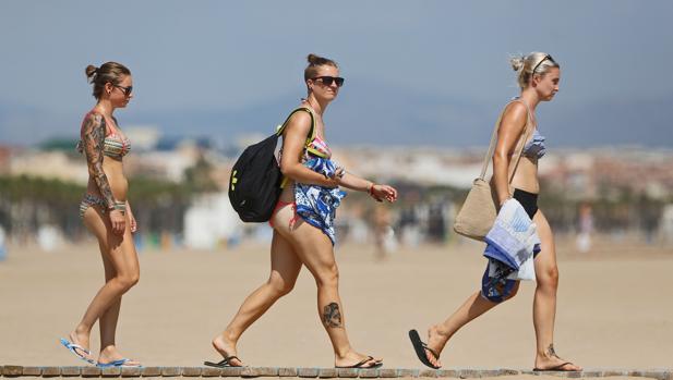 Imagen tomada este jueves en la playa de Las Arenas de Valencia